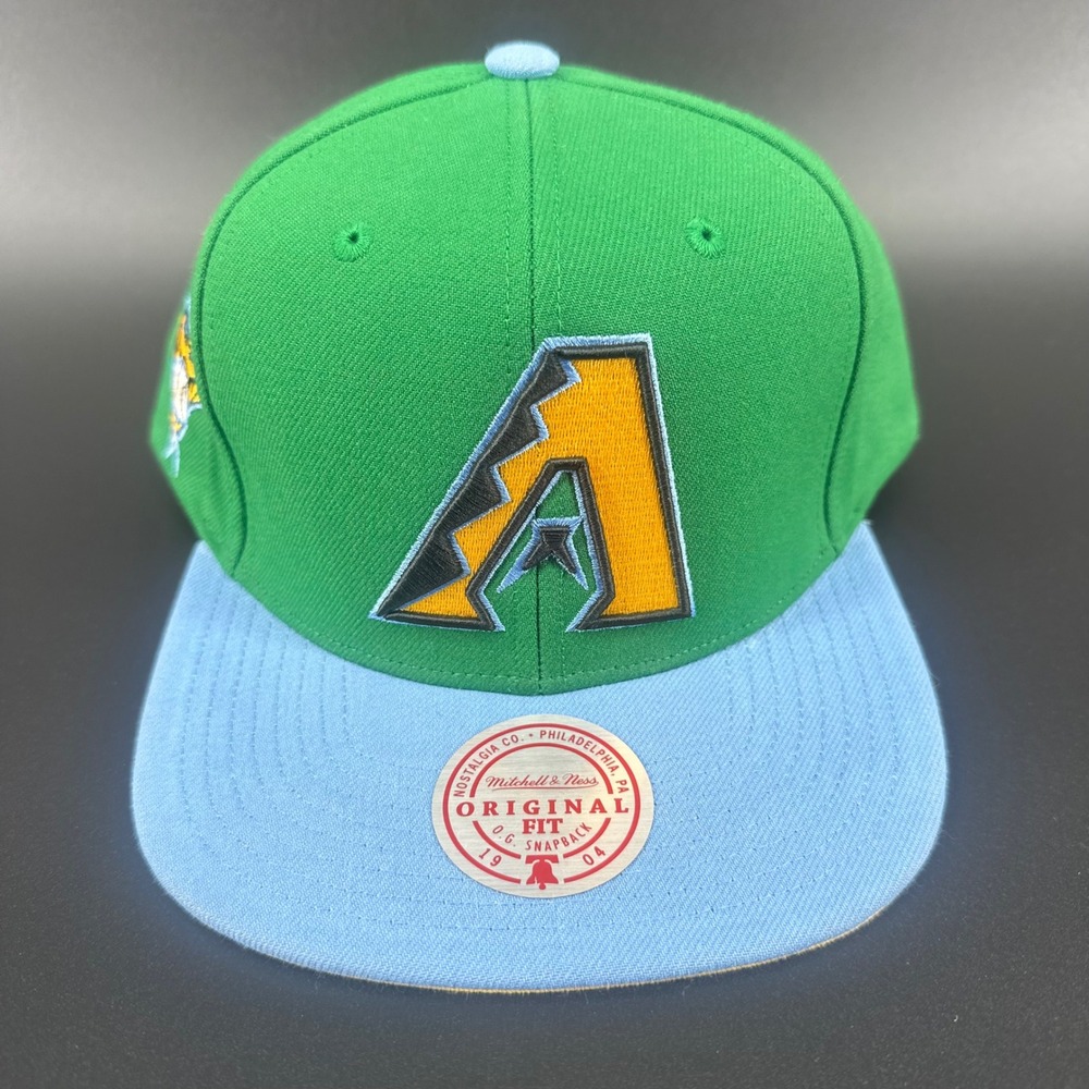Arizona Diamondbacks Snapback Hat Cap Mens OSFA Green Blue Mitchell & Ness MLB